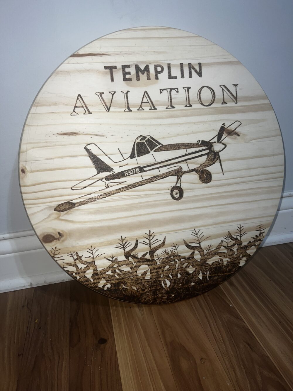 Templin Aviation — wood burning